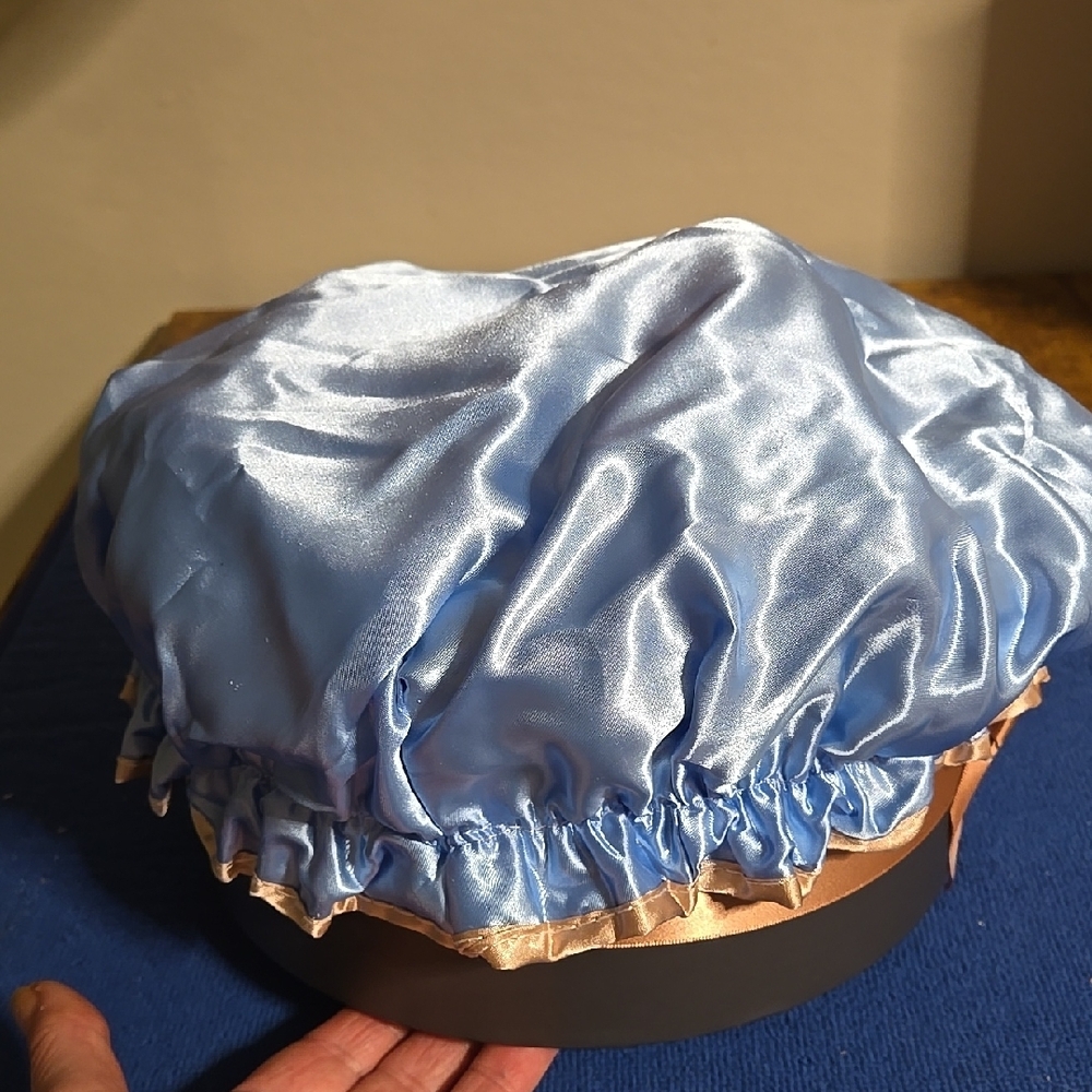 Silky Blue & Gold Shower Cap
